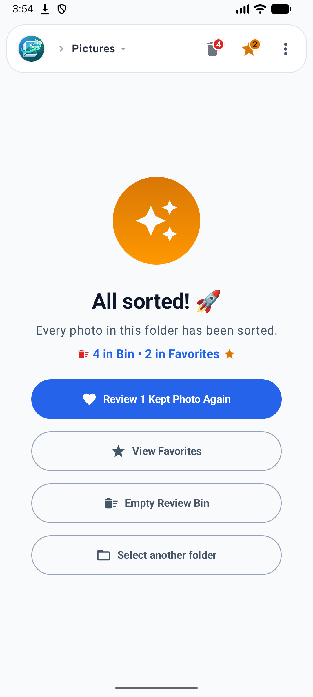 Pics Picker Settings menu